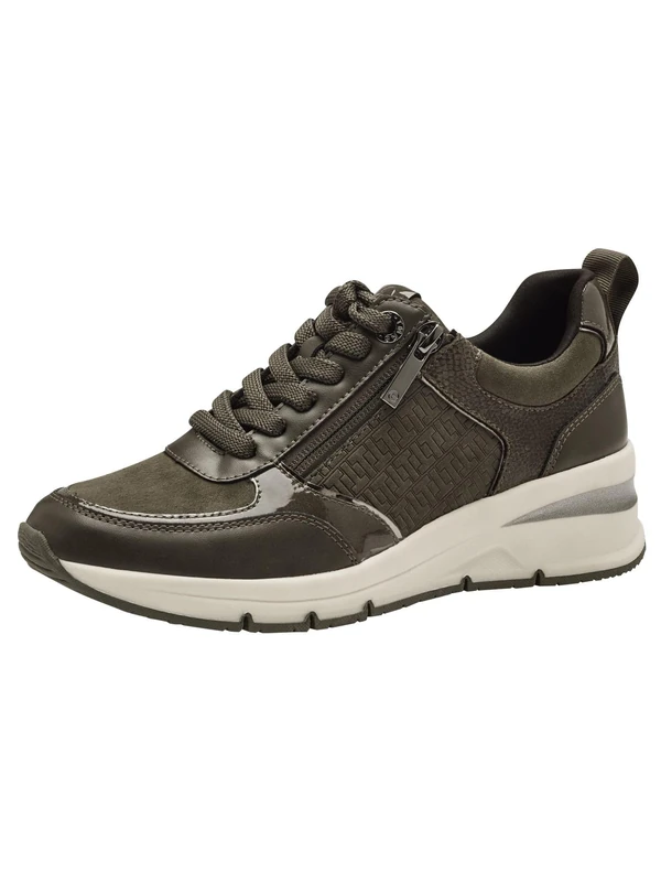 Tamaris Women's Vegan Lace-Up Shoes, Olive Combined, 7.5 UK