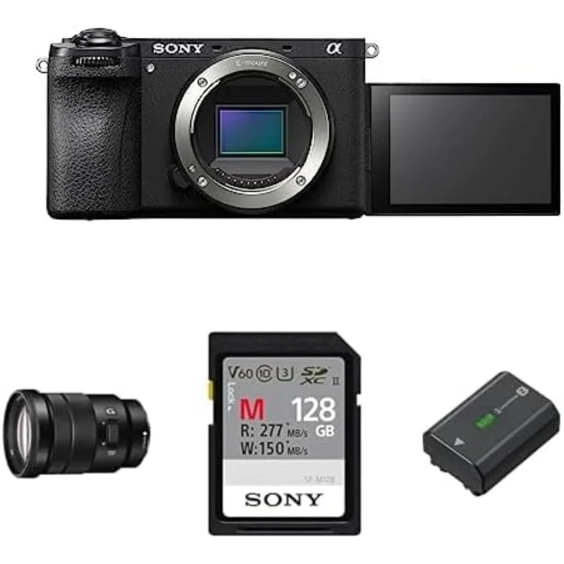 Sony Alpha 6700 | APS-C Mirrorless Camera + Video Creator kit including E PZ 18-105mm F4 G OSS Lens, Memory Card and Rechargable Battery Pack