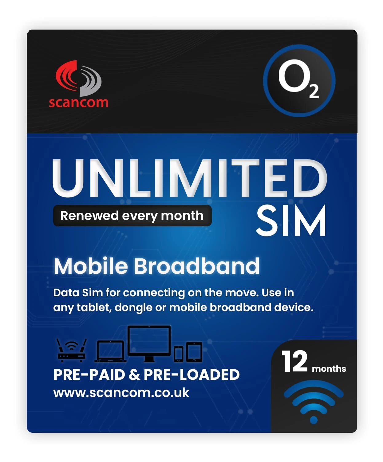 O2 Unlimited 5G Data SIM - Perfect for unlocked Phones, Routers, Tablets and Wifi Dongles - Activate anytime when you receive the SIM - Choose your Data Duration (12 Months)