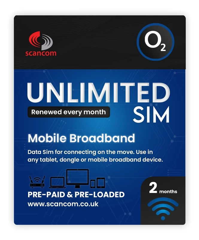 O2 Unlimited 5G Data SIM. Perfect for unlocked Phones, Routers, Tablets and Wifi Dongles - Activate anytime when you receive the SIM - Choose your Data Duration (2 Months)