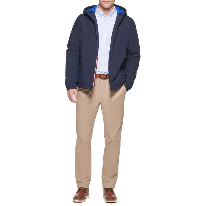 Tommy Hilfiger Men's Quilted Hooded Puffer Jacket, Clean Navy, S