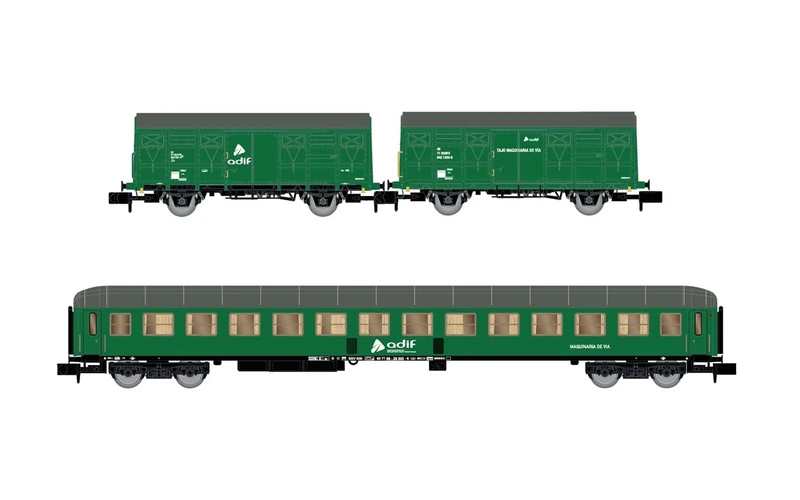 Arnold HN6576 ADIF 3-unit pack, 2 x J2 wagon SSV-500 coach green livery ep VI model RailwayRolling Stock - Wagons