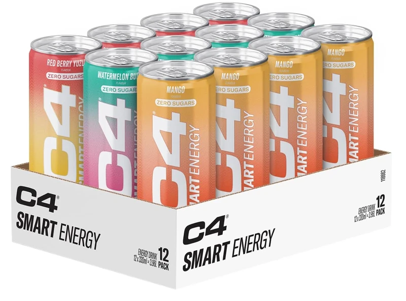 C4 Smart Energy Drinks Variety Pack 330ml (12 pack) | Sugar Free Energy Drink with 106mg Natural Caffeine, Brainberry, Nootropics, Vitamin C | Natural Energy Drink for Mental Focus On the Go