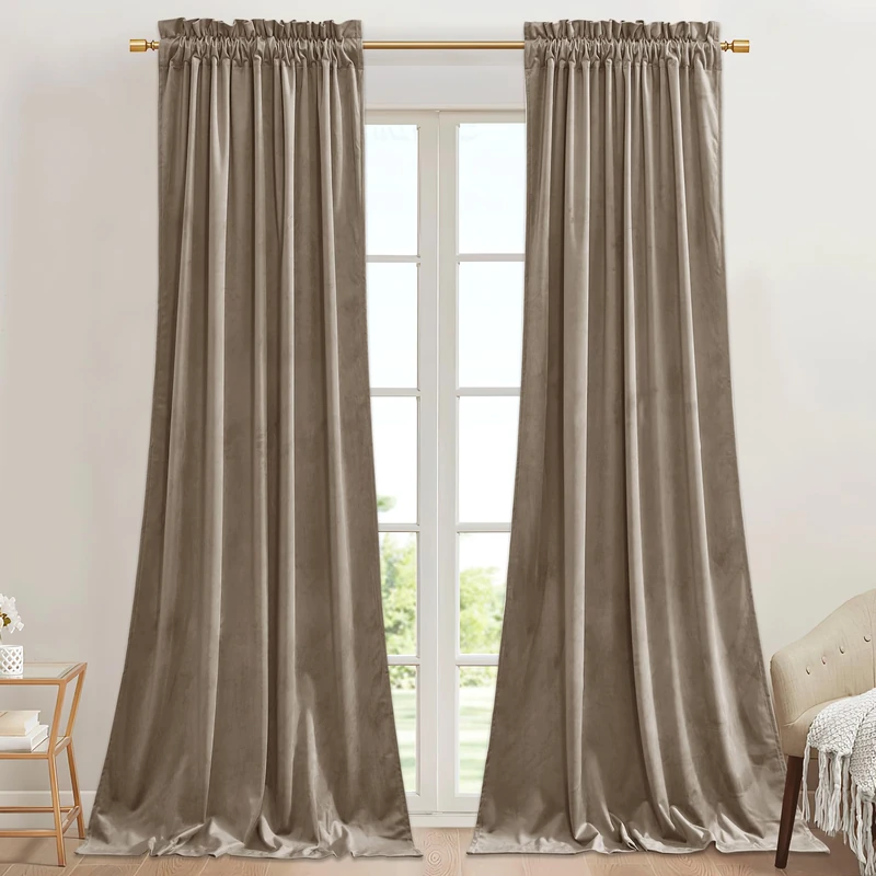 StangH Camel Beige Privacy Bedroom Curtains, W42 x L96 inches, 2 Panels