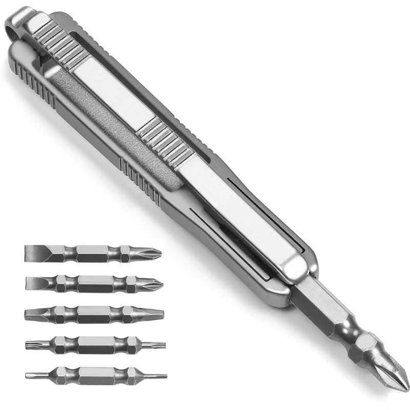Autuveen Titanium EDC Tools Pocket Screwdriver,10 in 1 Multi Keychain Screwdriver Set with Double Ended Bits,Magnetic Repair Multitool for Daily Home Improvement Use - Image 1