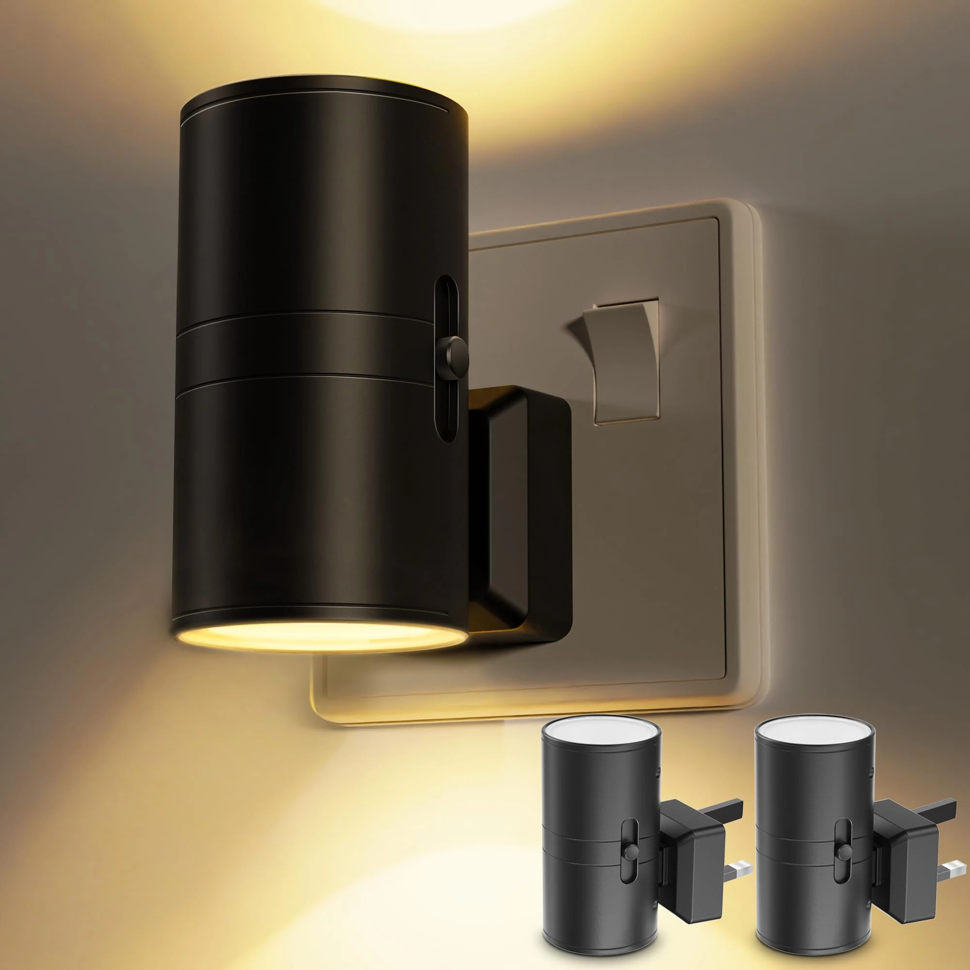 LOHAS-LED Night Light Plug in Wall, Plug in Night Light for Hallway, Dusk to Dawn Nightlight, Dimmable Nightlight 0-100LM, Warm White Light 3000K, Plug Light for Bedroom Bathroom Stair Toddler, 2 Pack