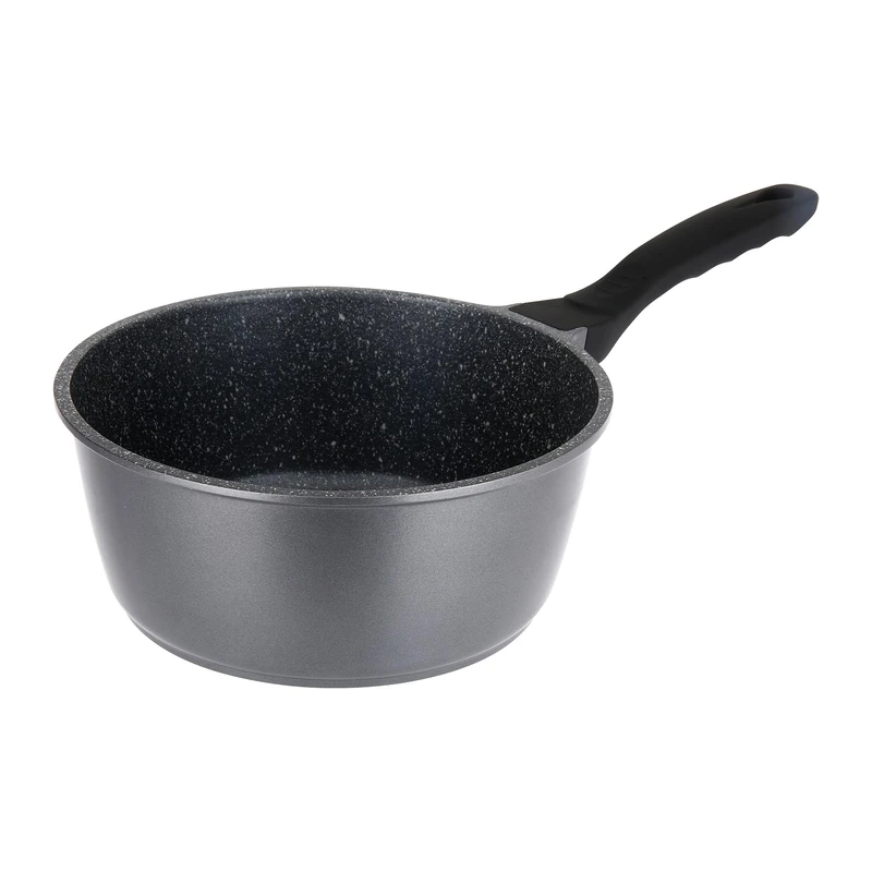 Sitram 714220 Cast Aluminium Saucepan with Stone Effect Interior Diameter 20 cm Height 9 cm – Whitford Xylan Non-Stick Coating 2 Layers PFOA Free – Heat Resistant Soft Touch Handle – Suitable for All