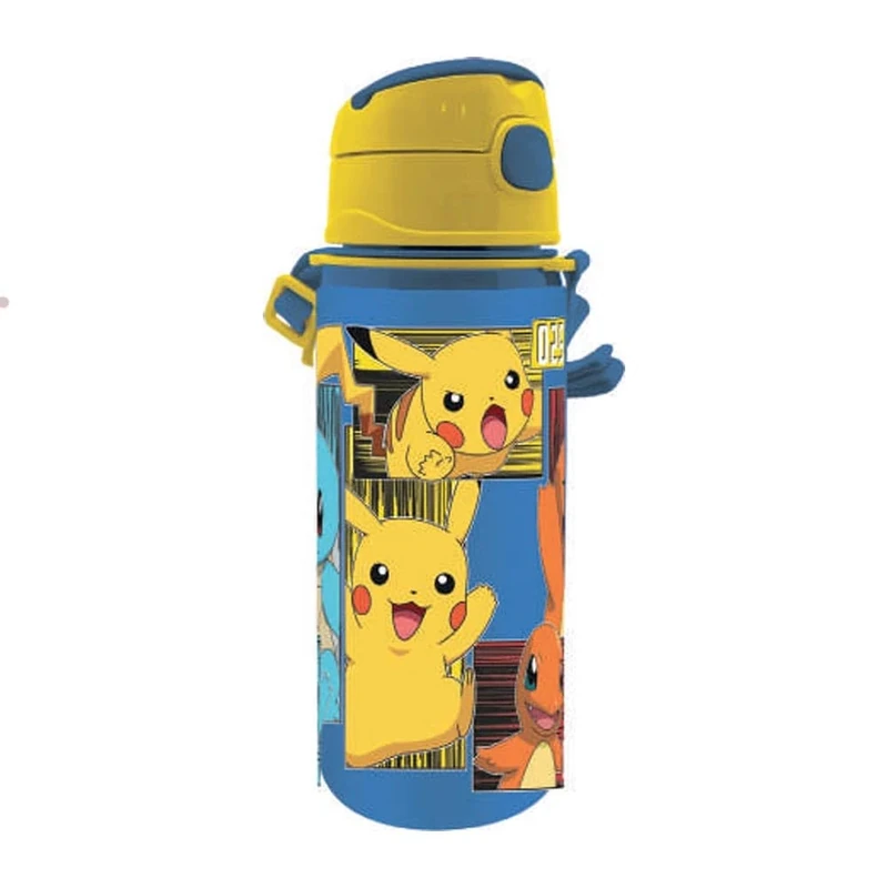 Kids Licensing Drinking Bottle Aluminium with Click Closure [600 ml], Pokémon