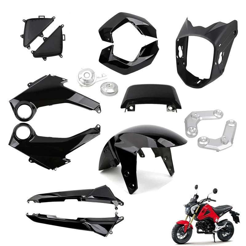 Mokuo Motorcycle Fairing Kits Compatible with Honda Grom MSX 125 2013-2016,Black Color