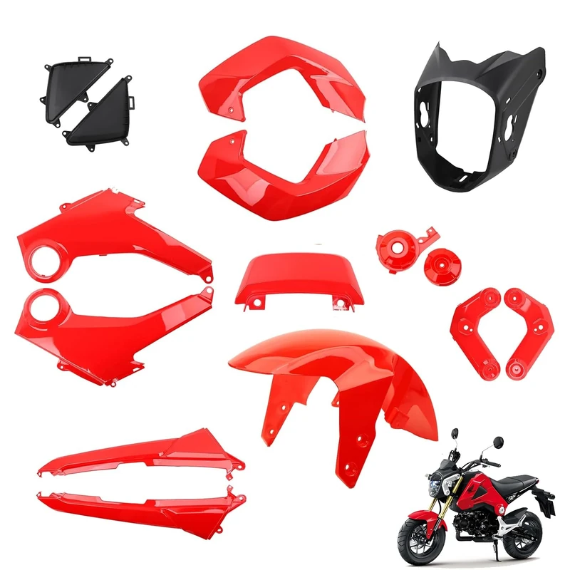 mokuo Motorcycle Fairing Kits Compatible with Honda Grom MSX 125 2013-2016,Red Color