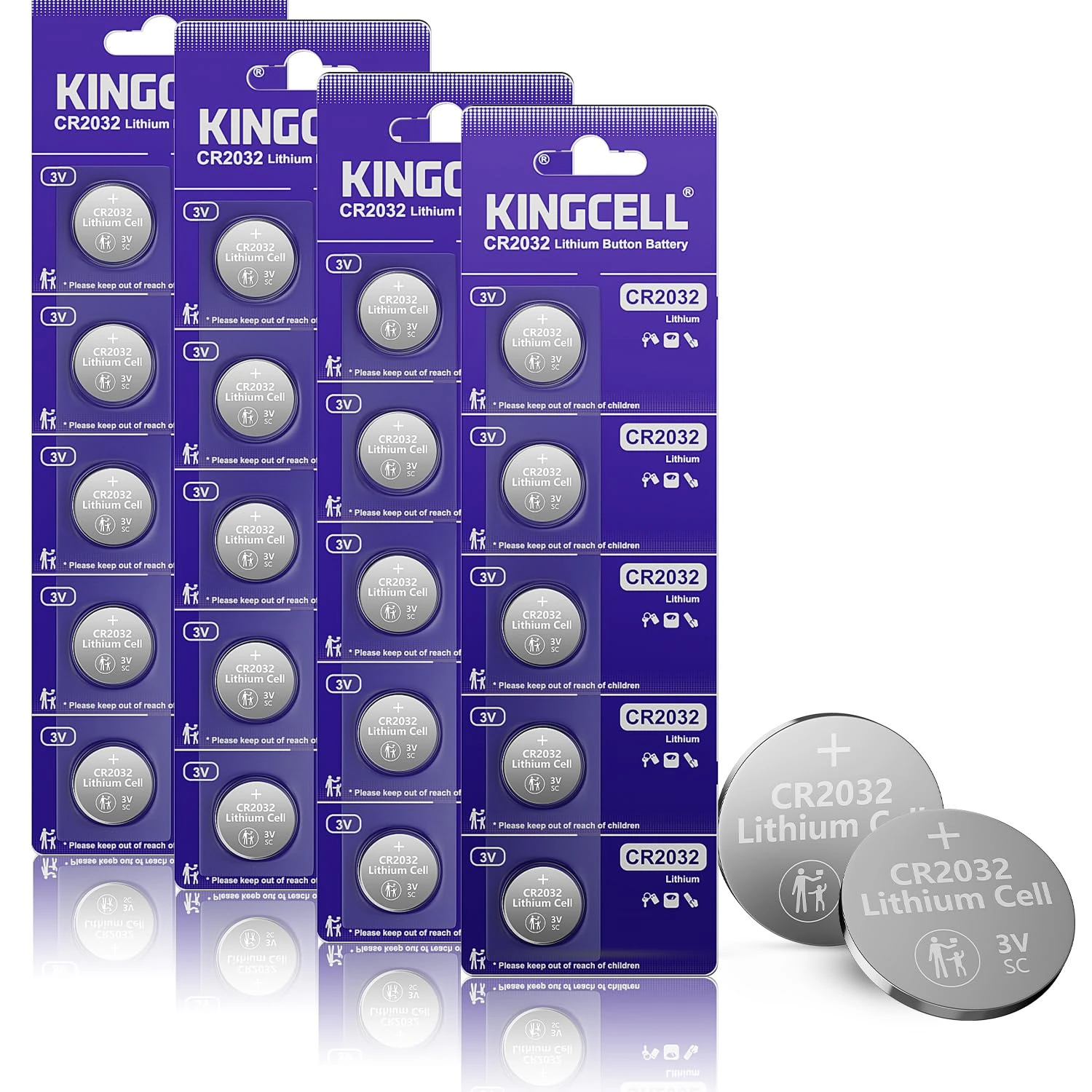 KINGCELL CR2032 Lithium 3V Coin Battery (20 Pack) - 70% Extra Life & Leakproof Design & Child Safe - For Apple AirTags, Key Fobs & Medical Devices - 10 Year Shelf Life Guaranteed