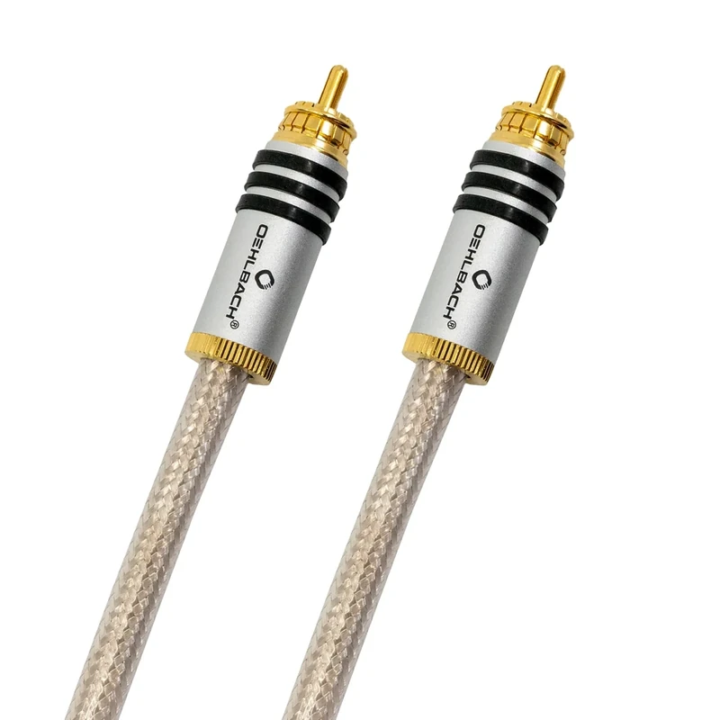 Oehlbach SilverShield Flex - High Quality Digital Audio RCA Cable, SPOFC Conductor, Braided Shielding Conductor, 75 Ohm, Transparent-Silver, 0.75 m