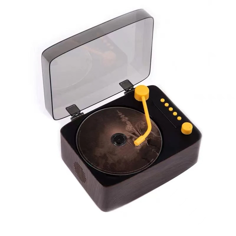 Vintage CD Player, 5W Portable Bluetooth Desktop CD Player for Home, Built in HiFi Speakers, Boombox FM Radio, Support CD, Bluetooth, USB Flash Drive Playback, Type C Charging