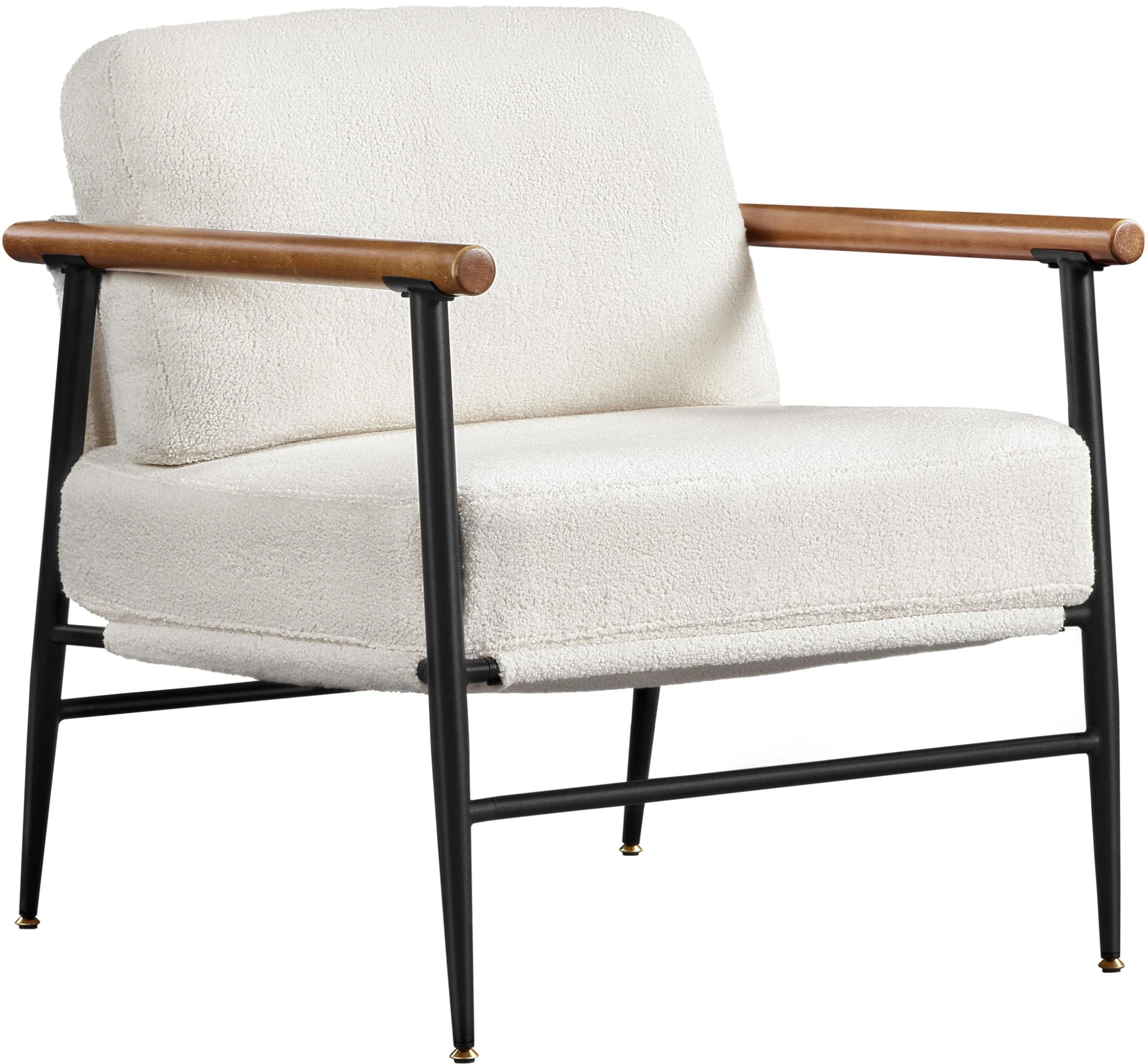 Yaheetech Armchair, Tub Chair, Modern Boucle Fabric Vanity Chair Metal Frame, Plush Back Pillow and Seat Cushion for Living Room, Bedroom Home Office Makeup Room, Ivory