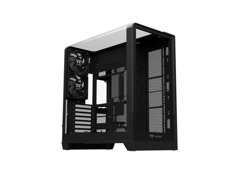 Thermaltake View 390 TG | Mid Tower Chassis | Hidden Connector Compatible | Curved TG Side Panel | 2 Pre-Installed CT120 Fans | Black