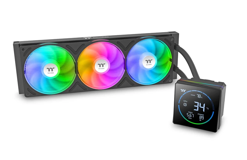 TH360-S V3 ARGB | All-in-One Liquid CPU Cooler | 3.95” Segment LCD Display | Rotatable Pump Cap | Single-Frame ARGB Fans | Black