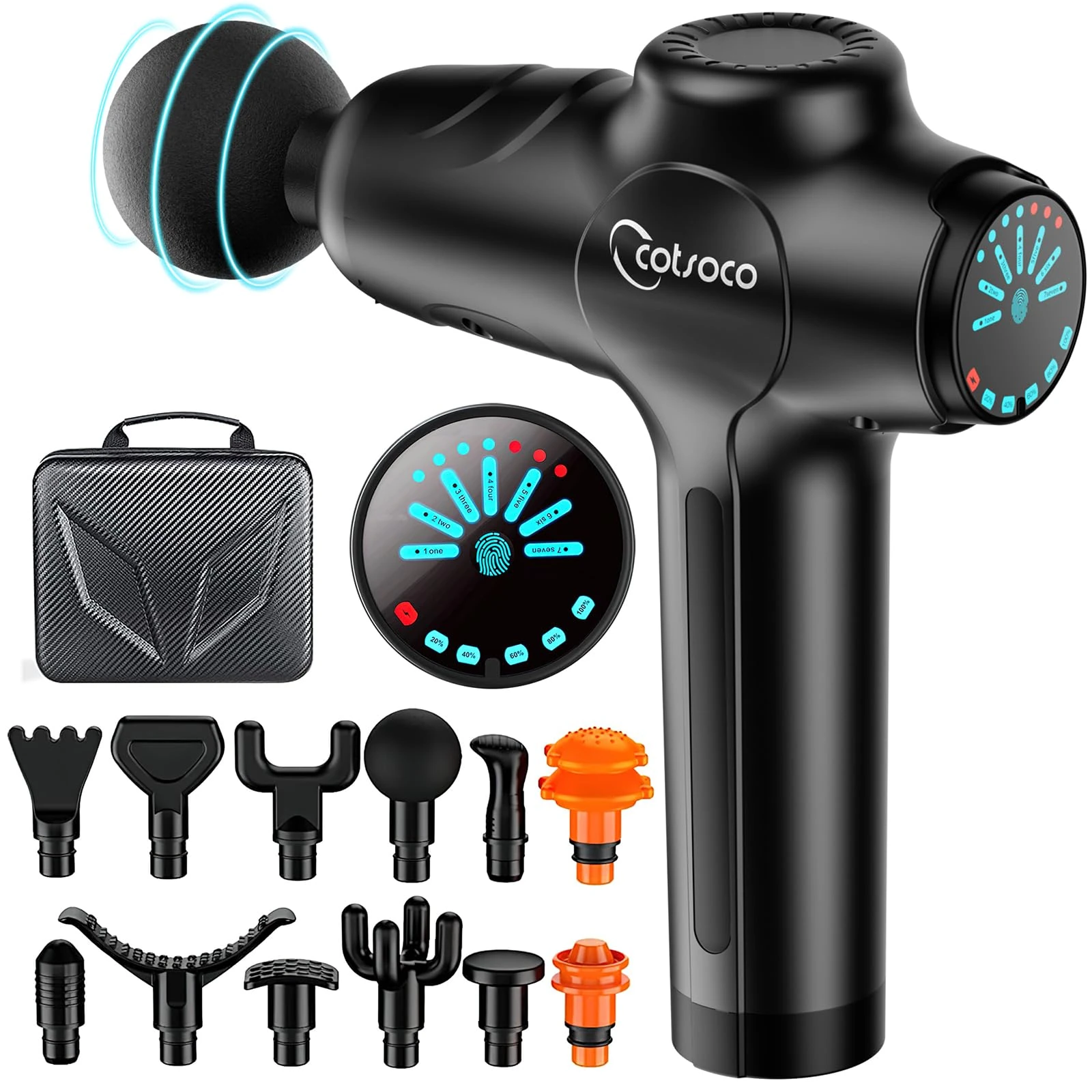 Handheld Muscle Massage Gun Deep Tissue, Percussion Back Massager Gun for Athletes,Quiet Hand Massagers with LCD Touch Screen 12 Massage Heads,Christmas Birthday Gifts for Men