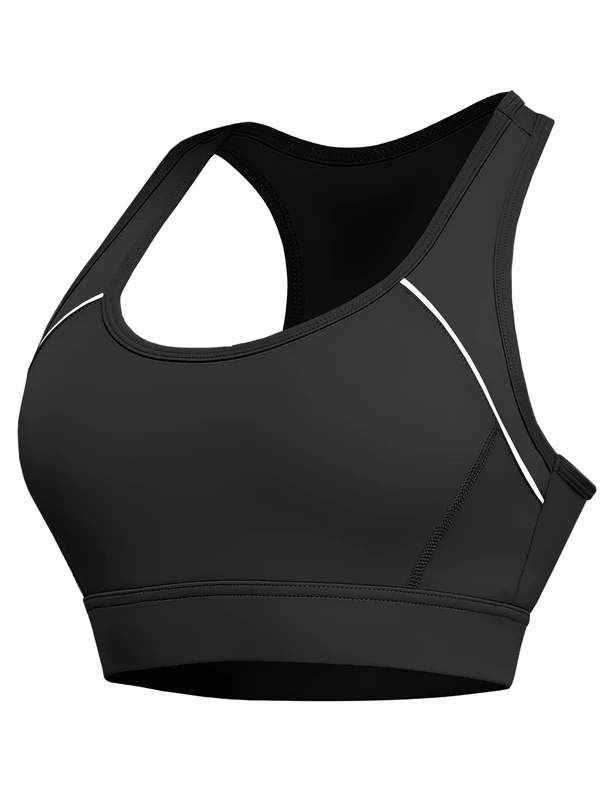 Paeceioni Sports Bras Women High Impact, Seamless Racer Back Padded Support Comfort Bra, Adjustable Running Bra Women High Impact, Ladies Sports Bras for Yoga Gym Workout Fitness Black(M)