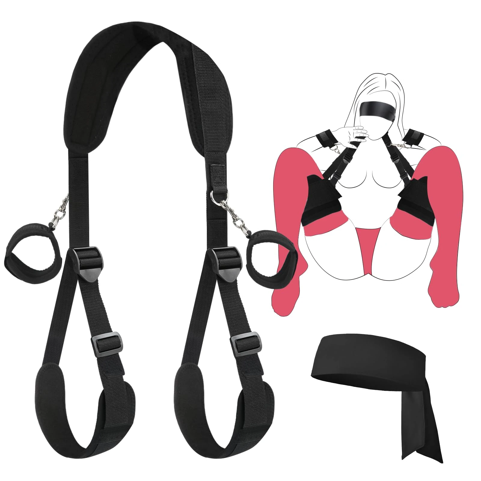 Sex Toys BDSM Bondage Set - Adult Bed Restraints, Erotic Sex Toys4couples Men & Women with Adjustable Leg Rope, Detachable Handcuffs, Bondages Gear & Accessories Blindfold, Adult Sex Swing Toy & Games