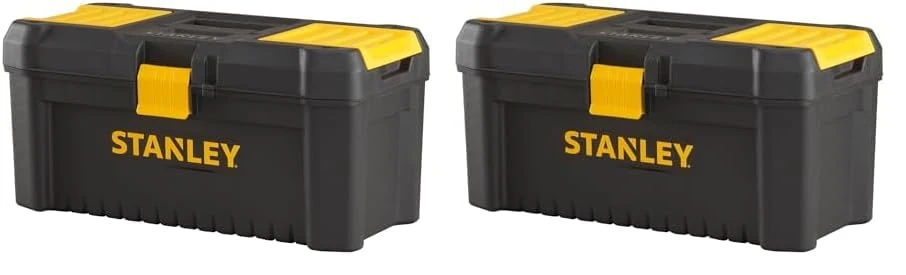 Stanley STST1-75517 Essential 16" Toolbox with Plastic Latches, Black/Yellow (Pack of 2)