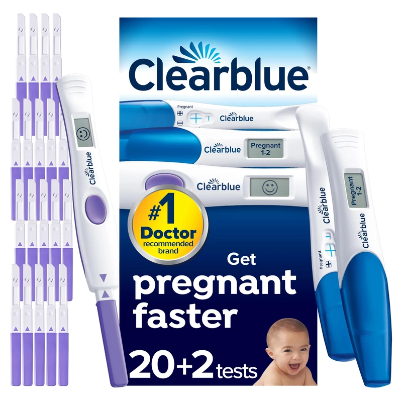 Clearblue Digital Ovulation & Pregnancy Tests, Double Your Chances of Getting Pregnant, 20 Advanced Digital Ovulation Tests & 1 Double-Check & Date Combo Pack (2 Tests), Packaging May Vary