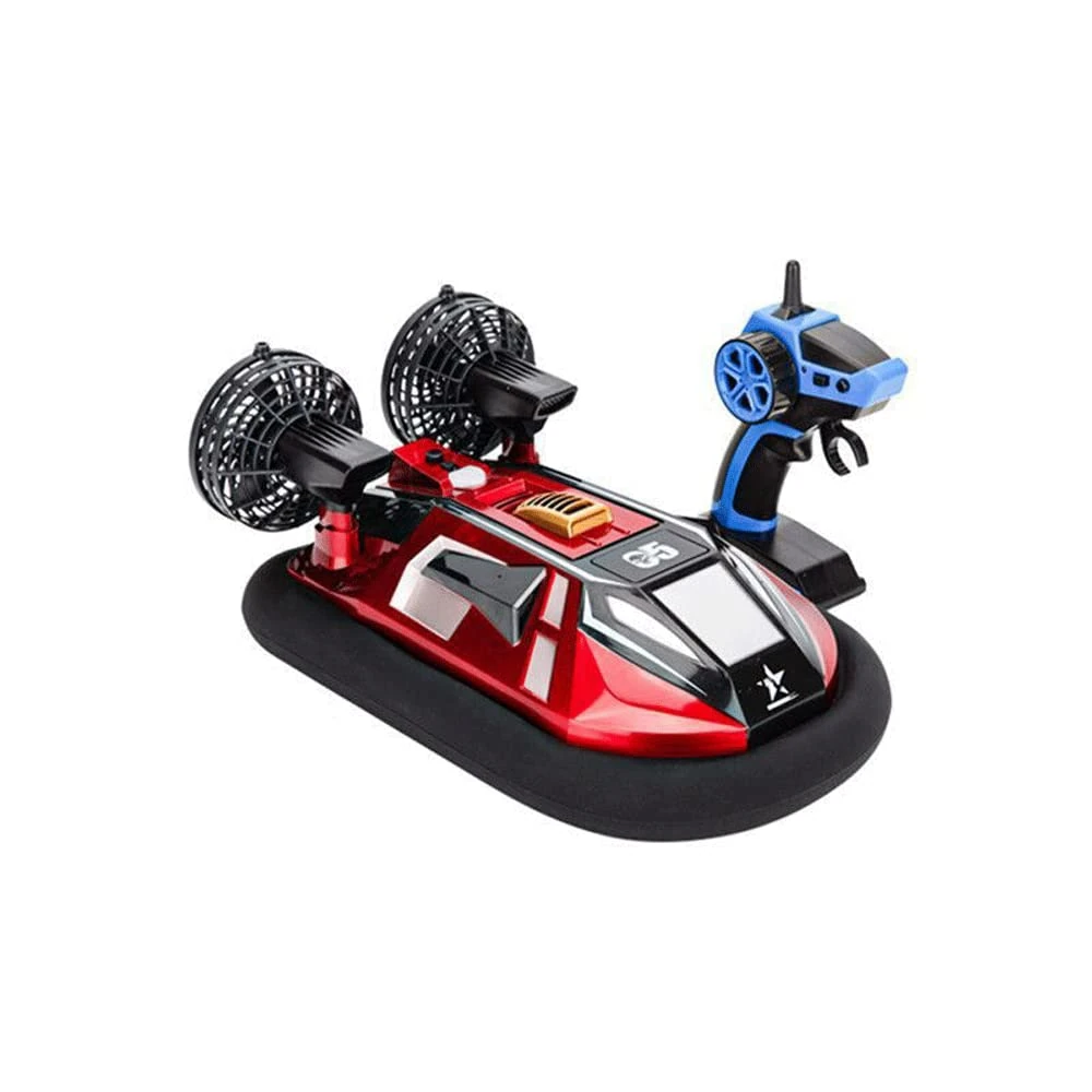 WOLWES 2.4G RC Vehicle ，RC Ship Remote Control Boat Amphibious Hovercraft All Terrain Water Beach Pool Radio Controlled Boat Waterproof Electric Toys Car Kids Birthday Gifts