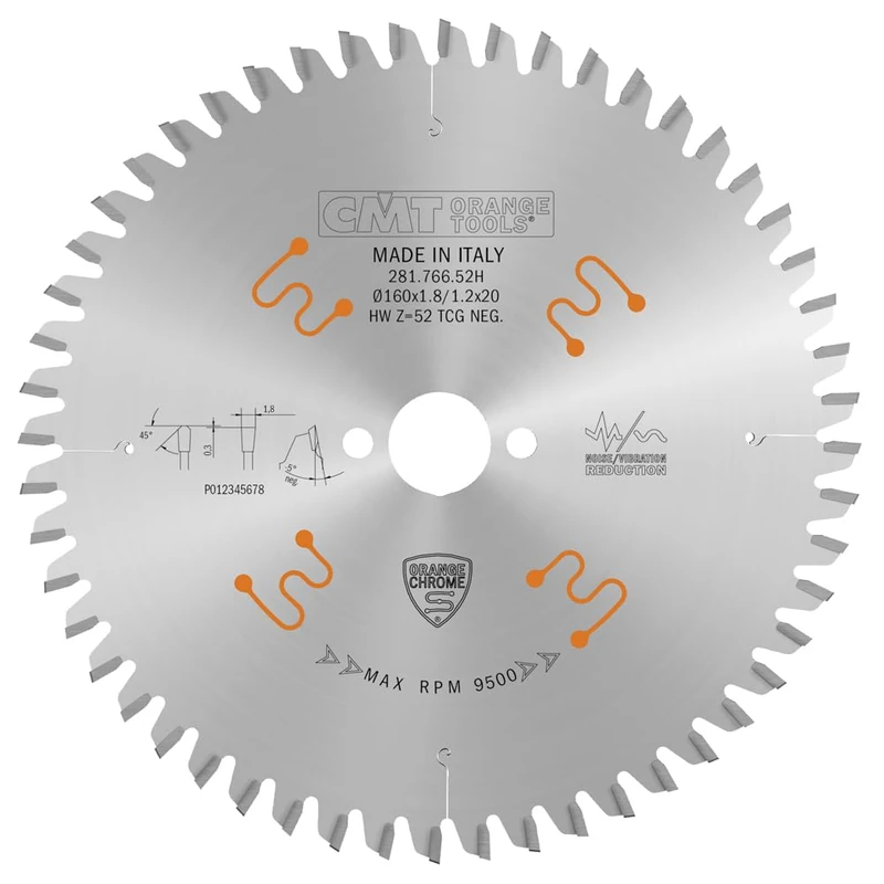 CMT 281.766.52H - LAMINATE BLADE HPL HW 165x1.8/1.2x20 Z52 TCG Neg - Image 1