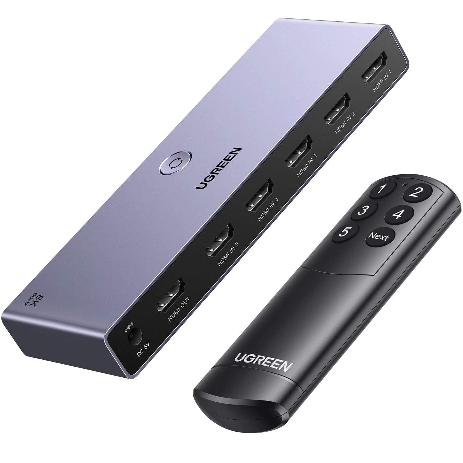 UGREEN 8K@60Hz HDMI Switch 5 In 1 Out, 4K@120Hz HDMI 2.1 Switcher with Power Adapter Support HDR10+ 3D HDCP 2.3 CEC Hdmi Splitter Compatible with PS5/4, Xbox, Apple TV Fire Stick Laptop