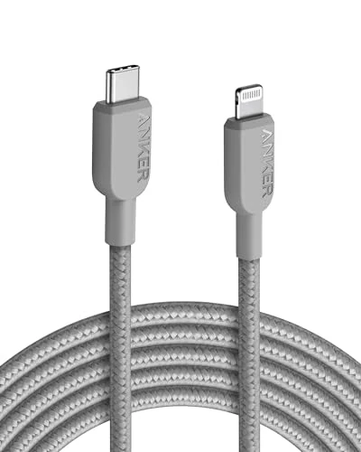 Anker USB C to Lightning Cable, 310 USB-C to Lightning Braided Cable(10ft, Grey), MFi Certified, Fast Charging Cable for iPhone 14 Plus 14 14 Pro Max 13 13 Pro iPhone 12 (Charger Not Included)