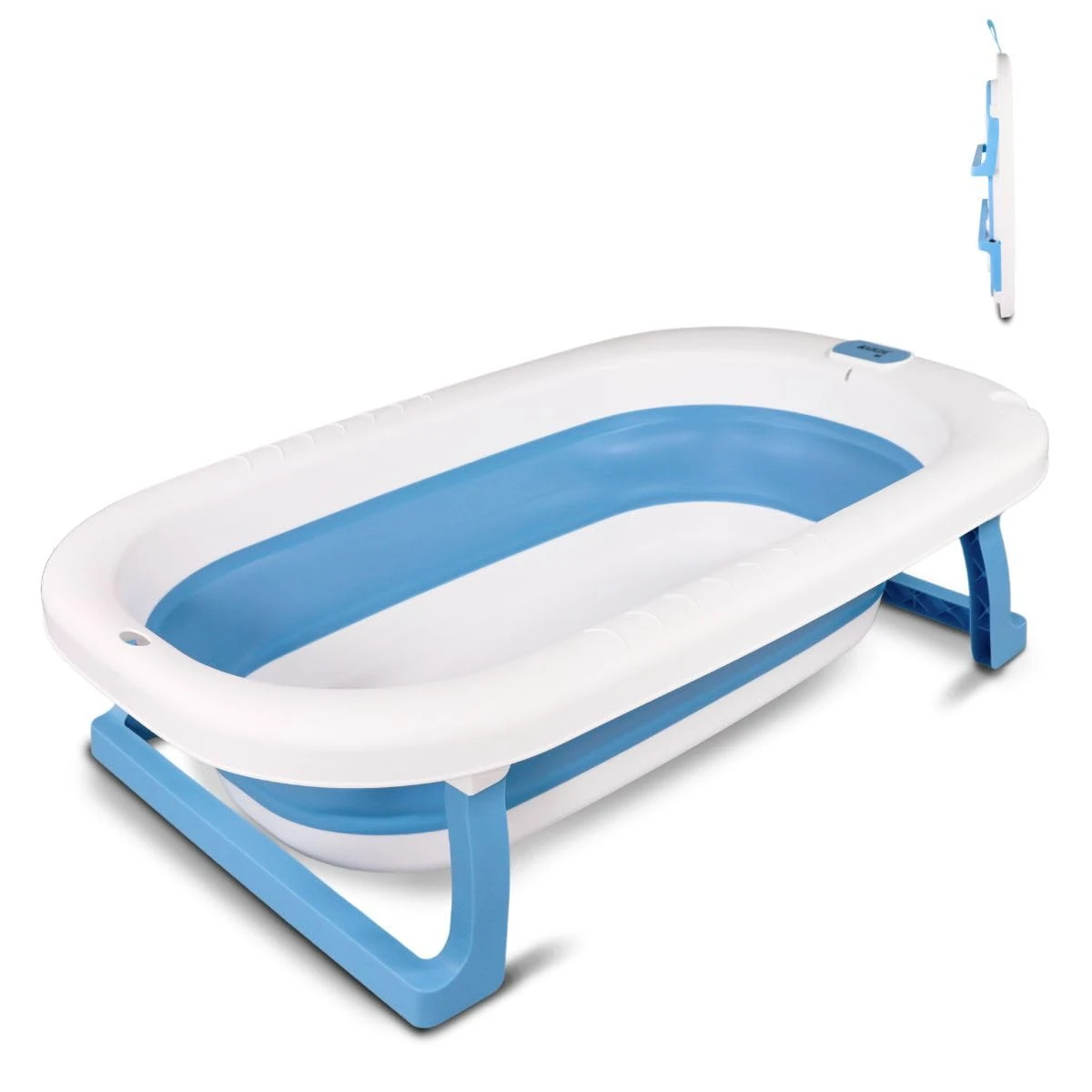 Mobiclinic®, Baby Bath Tub, Foldable Toddler Bath, for 0-3 Years, Portable Baby Bathtub, Bubba, Baby Bathtub with Non-Slip Support, Hanging Handle, Includes Drainage Hose, Blue