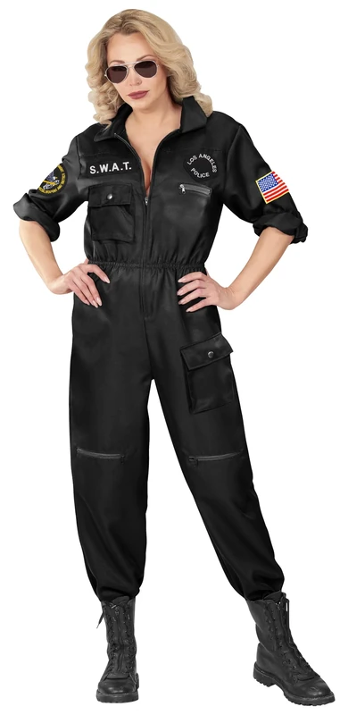 Widmann S.W.A.T. Costume for Women | Swat Jumpsuit in Black | Fancy Dress Group Costume Carnival M