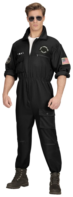 Widmann S.W.A.T. Costume for Men | Swat Jumpsuit in Black | Fancy Dress Group Costume Carnival XL
