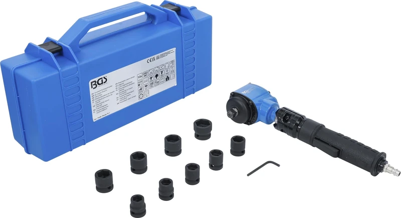 BGS 74348 | Air Impact Wrench | angled and Impact Socket Set | 12.5 mm (1/2") | 650 Nm | 10 pcs.