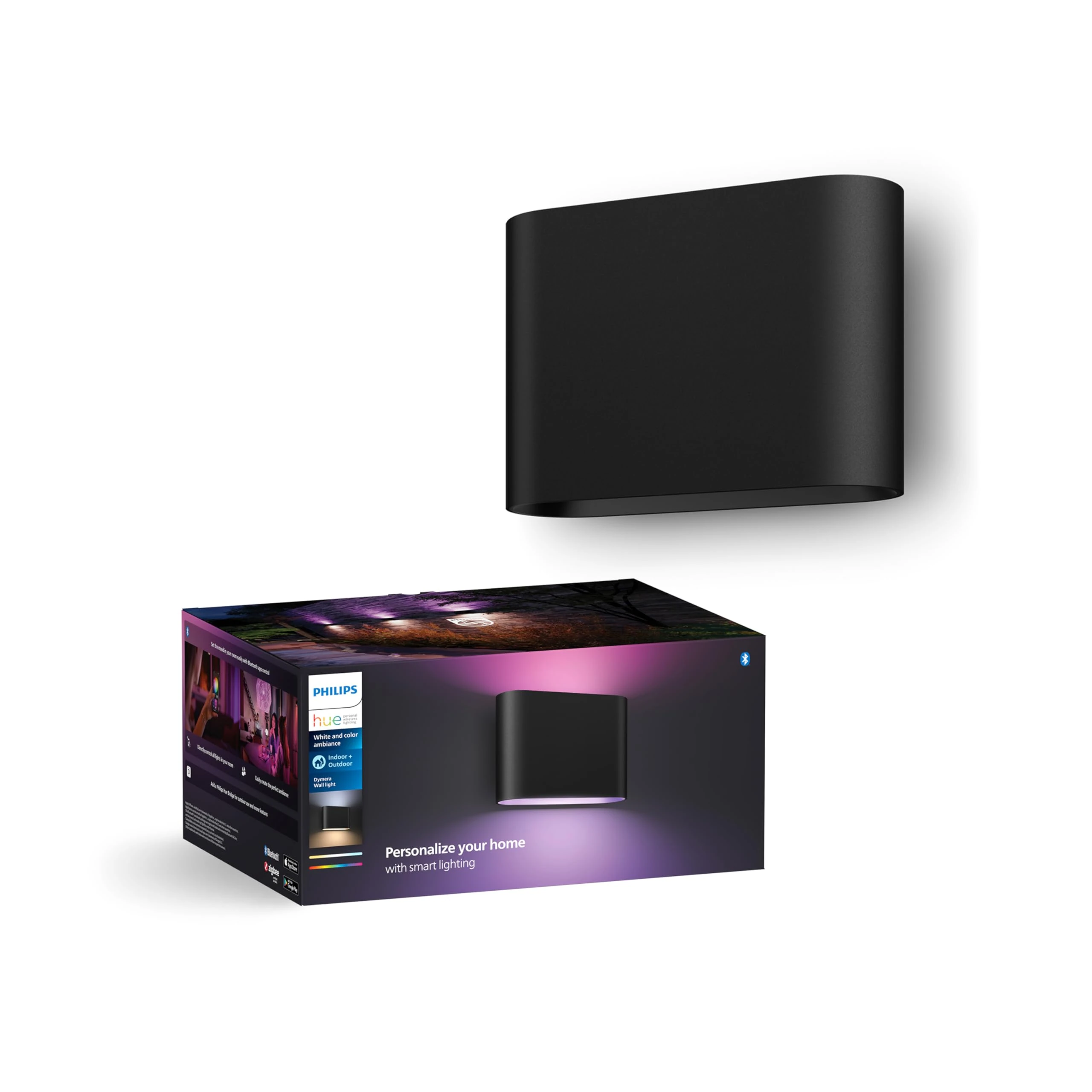 Philips Hue White and Colour Ambience Dymera Smart Indoor Wall Light, White and Colour Light, Hue Bridge Required for Outdoor Lighting, Voice Control with Alexa, Apple Home, Google Assistant