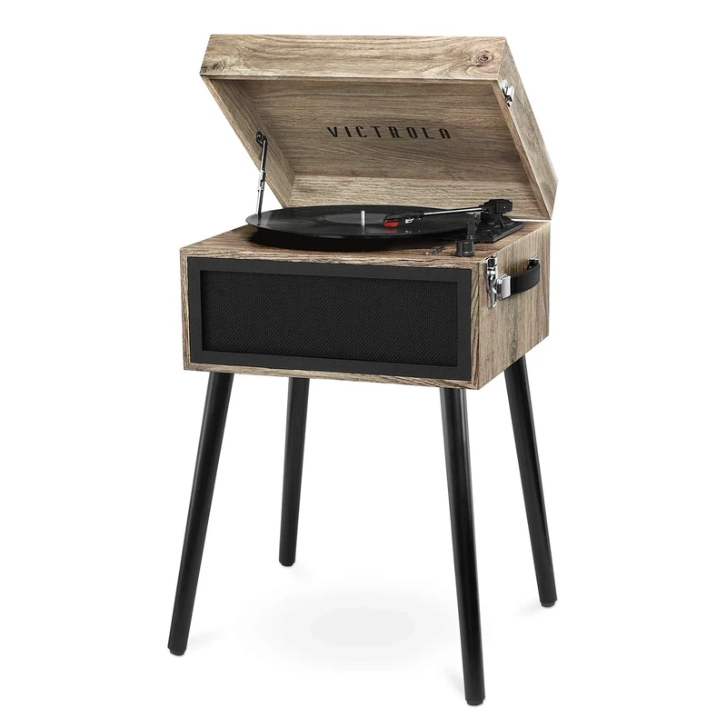 Victrola Liberty - Bluetooth Record Player – 5-in-1 Turntable with Vinyl Stream, FM Radio, USB Playback, Built-in Speakers, Use as Stand or Tabletop Player (Farmhouse Oatmeal)