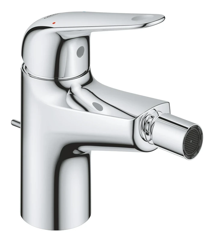 GROHE Swift QuickFix – 1 Lever Bidet Mixer with Pop-Up Waste Set (Water-Saving, 28mm Ceramic Cartridge, with Ball Joint, Tails 3/8 Inch, Easy to Fit with GROHE QuickTool), Size 146mm, Chrome, 24332001