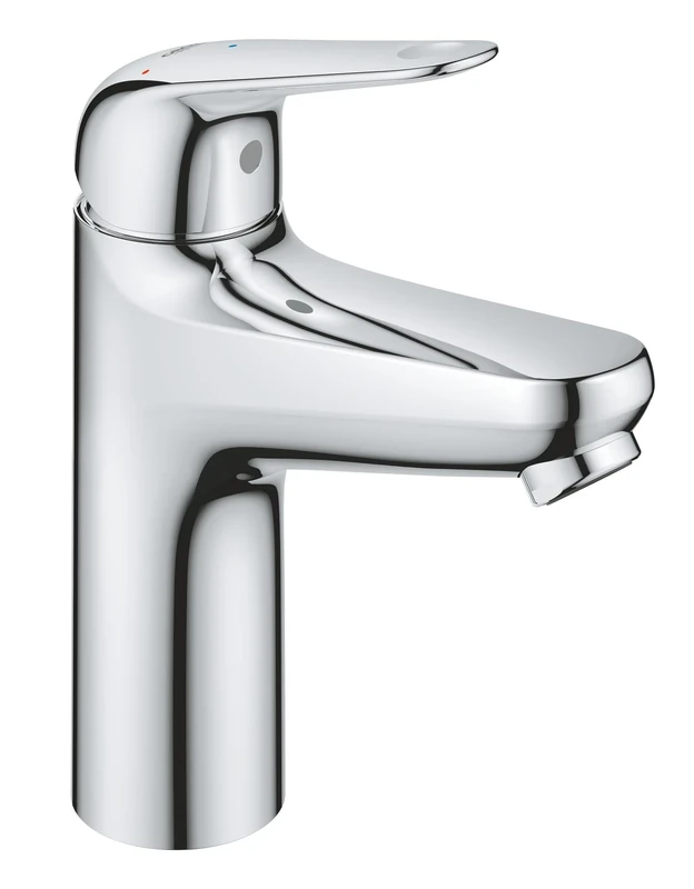GROHE Swift QuickFix – Smooth Body Basin Mixer with Push-Open Waste Set (M-Size 179mm, 28mm Ceramic Cartridge, Energy/Water Saving, Tails 3/8 Inch, Easy to Fit with GROHE QuickTool), Chrome, 24329001