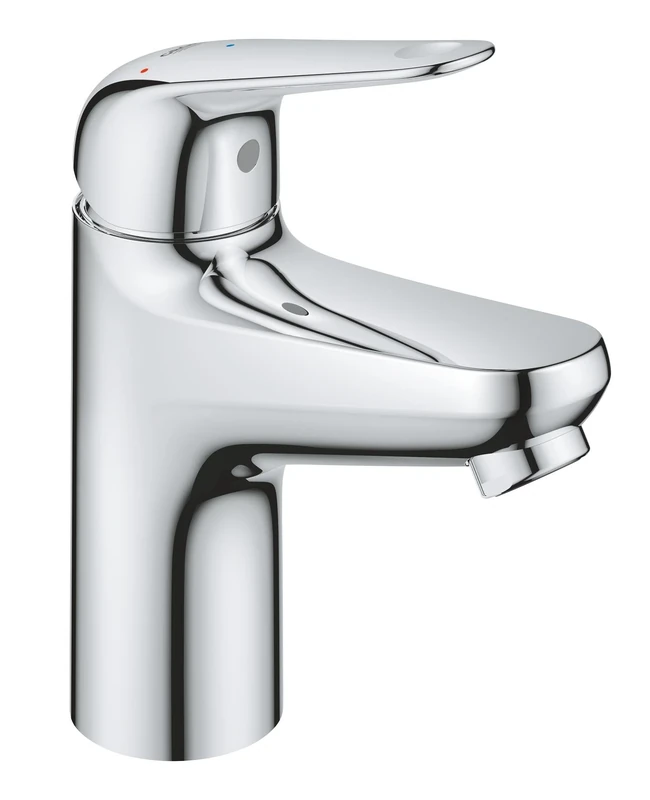 GROHE Swift QuickFix - Smooth Body Basin Mixer Tap with Push-Open Waste Set (S-Size 162 mm, 28 mm Ceramic Cartridge, Energy Saving, Tails 3/8 Inch, Easy to Fit with GROHE QuickTool), Chrome, 24323001