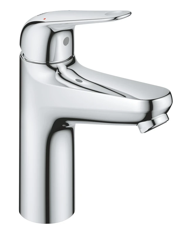 GROHE Swift QuickFix – 1 Lever Basin Mixer with Plastic Push-Open Waste Set (M-Size 179 mm, 28 mm Ceramic Cartridge, Water Saving, Tails 3/8 Inch, Easy to Fit with GROHE QuickTool), Chrome, 24326001