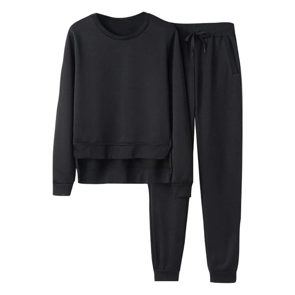 Women's Leisure Suit 2-Piece Jogging Suit Tracksuit Crew Neck Pullover with Slit + Jogging Bottoms Two Piece Set Outfits Lounge Sets Trouser Suit Leisure Suit Sports Suit Sweatshirts for Spring