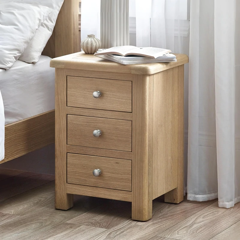 Julian Bowen Memphis Limed Oak 3 Drawer Bedside - Image 1