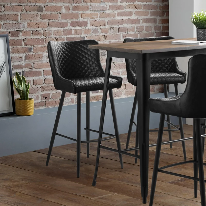 Julian Bowen Luxe Faux Leather Barstool - Black