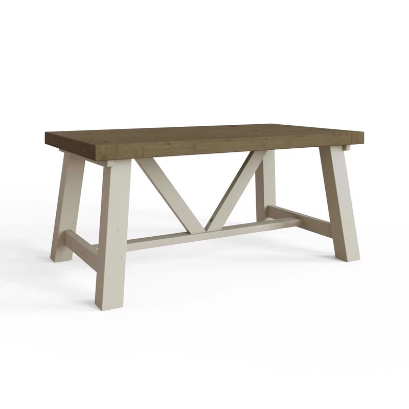 FWStyle Reclaimed Pine Large 160cm Dining Table in a Rustic Farmhouse Driftwood and Truffle Finish.