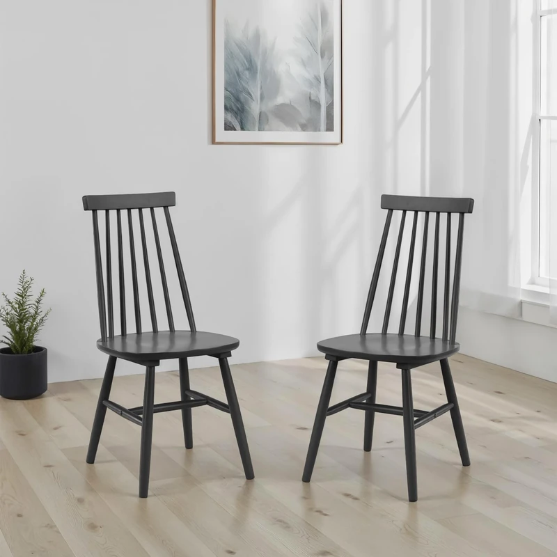 Julian Bowen Set Of 2 Alassio Spindle Back Dining Chairs - Black