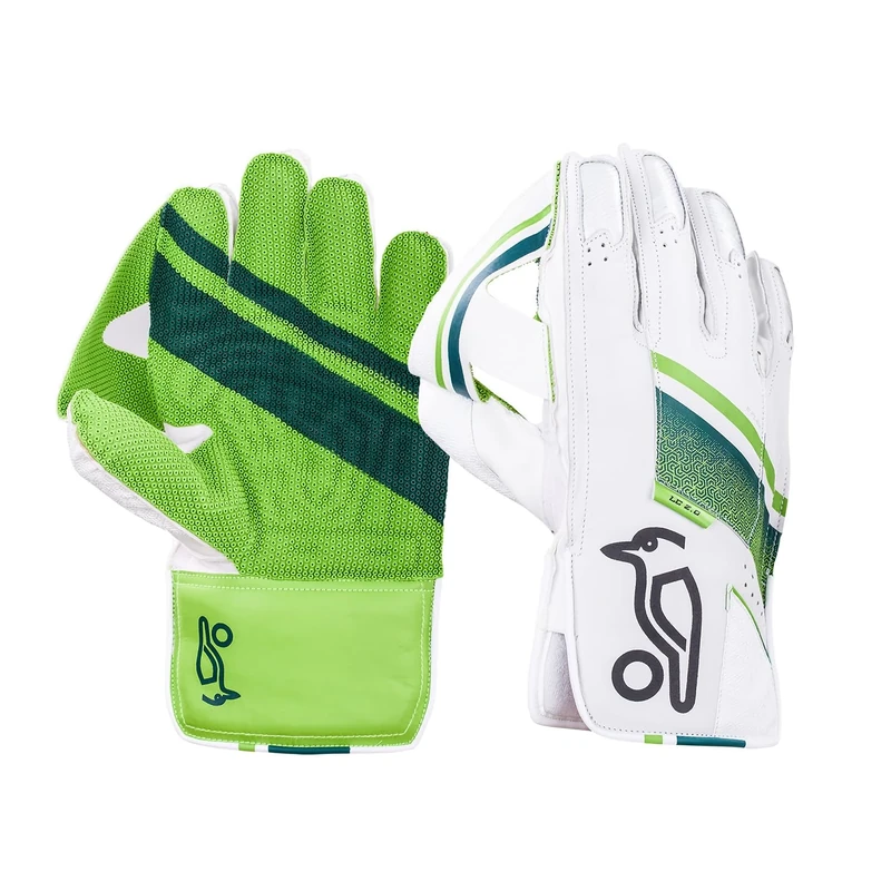 Kookaburra LC 2.0 Cricket Wicket Keeping Gloves - Over Sized Adult, Lime/White