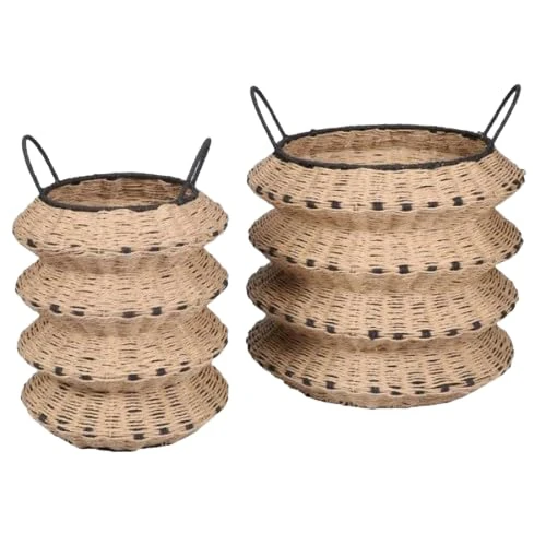 NATURAL LIVING Set of 2 Lily Baskets in Braided Paper, Height: 47 cm and Height: 50 cm