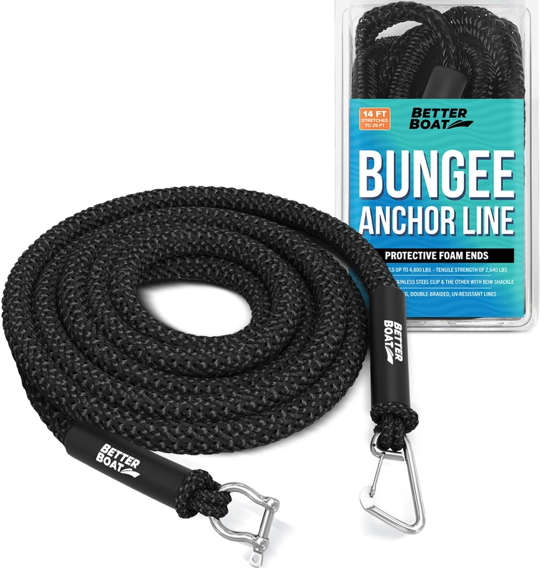 Bungee Anchor Rope Boat Anchor Rope Bungee Anchor Line Elastic Anchor Snubber 14ft to 25ft Black