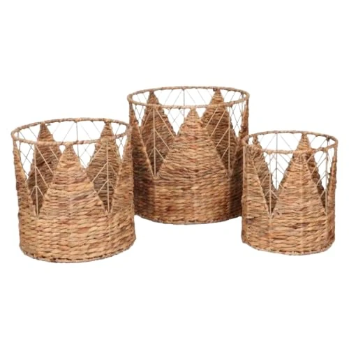 NATURAL LIVING Set of 3 Leaf Baskets GM: D39 x H37 cm MM: D33 x H33 cm PM: D26 x H29 cm