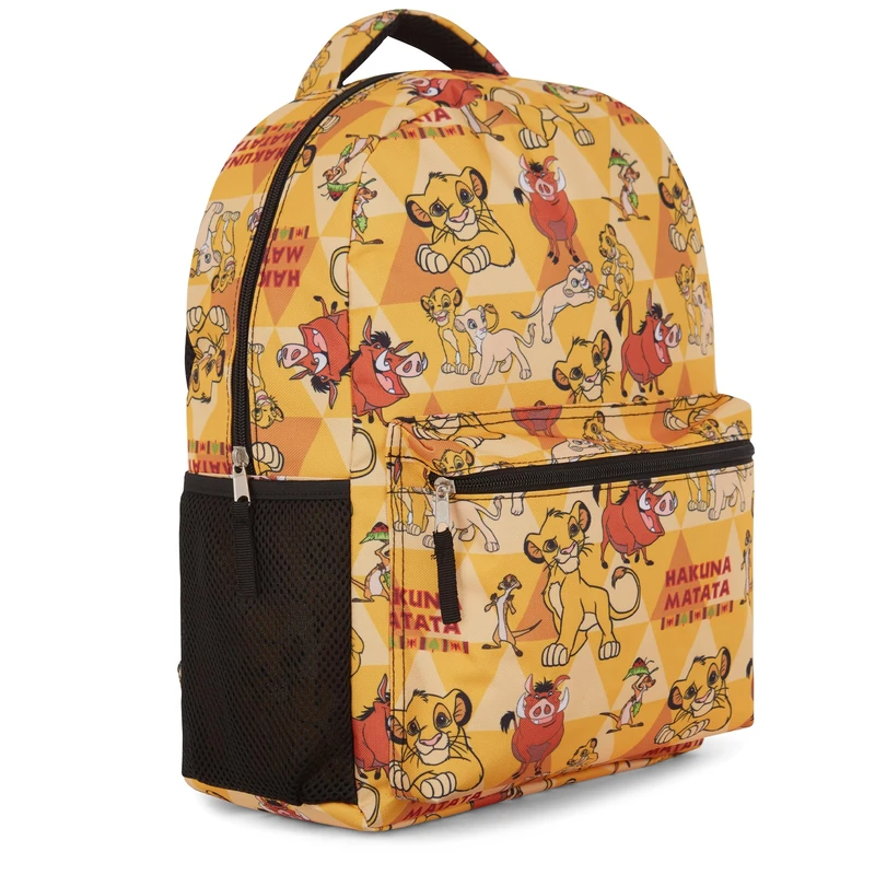 Disney Pixar All-Over Print Backpacs - Incredibles, Lion King, Monsters Inc, Toy Story - Durable Backpack for All Ages, Yellow, Classic