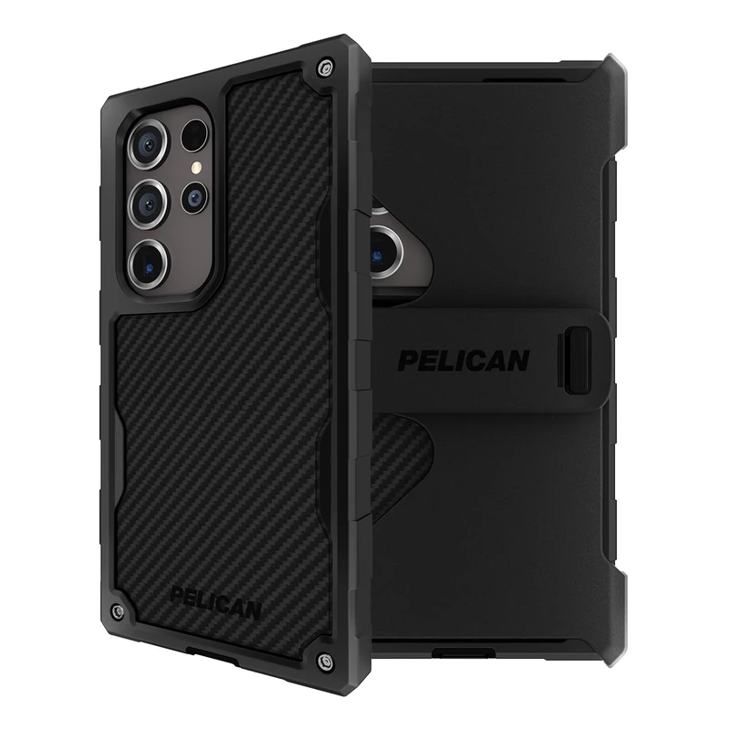 Pelican Shield - Samsung Galaxy S24 Ultra Case [6.8”] [Wireless Charging] [21ft MIL-STD Drop Protection] Phone Case for Samsung Galaxy S24 Ultra - Heavy Duty Cover w/Belt Clip Holster Stand - Carbon